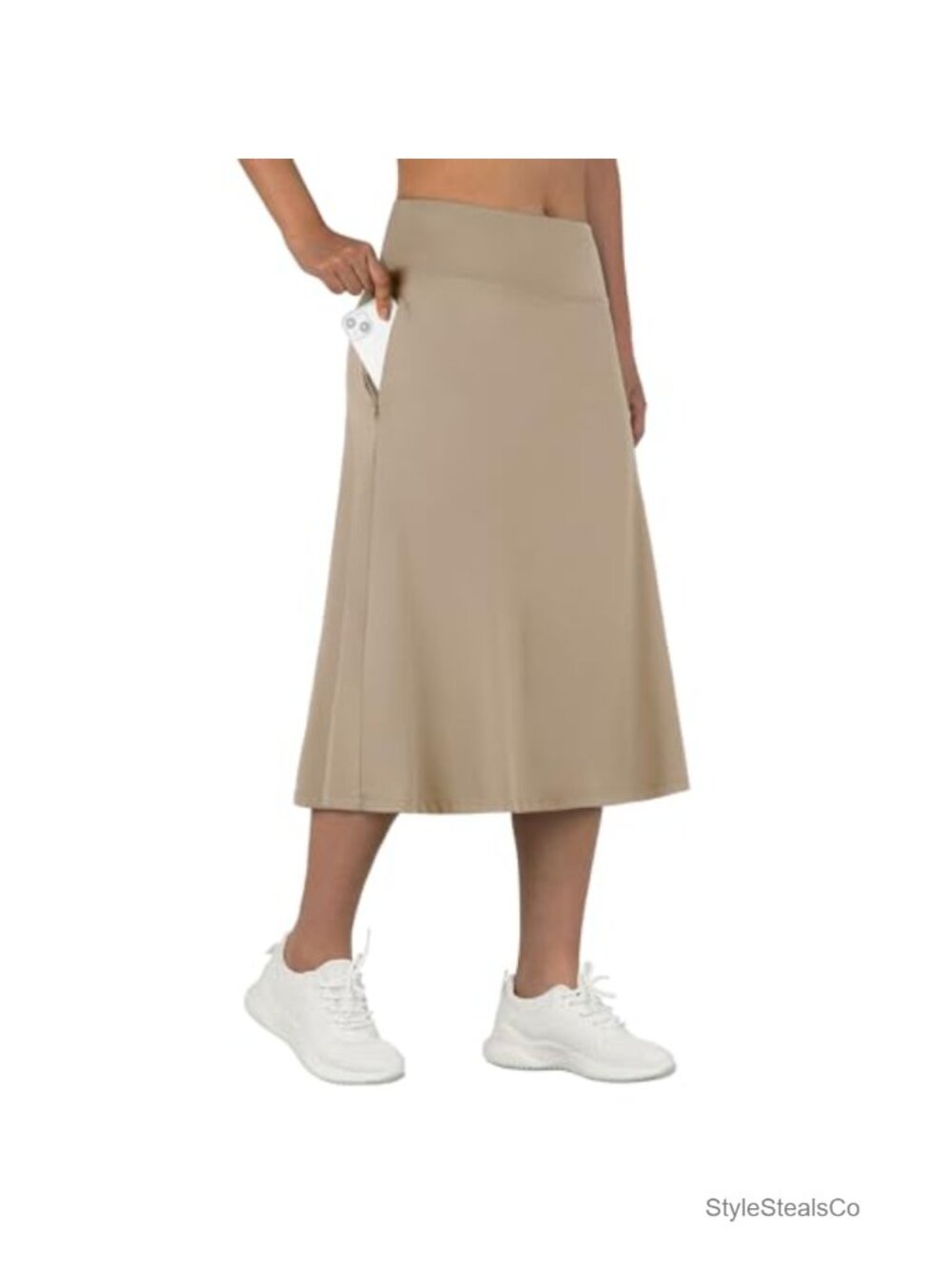 Women's Athletic Skort with Pockets Midi Length High Waist